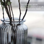 OFFIDIX Glass Vase,7.3 * 4.3in Vertical Line Geometric Faceted Design Flower Vase - color: Gray