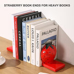 Novelty Strawberry Cute Bokends for Shelves Decorative. Book Ends for Heavy Books.Ceramic Book Holder Stopper for Home Office Desk Bookshelf Decoration.