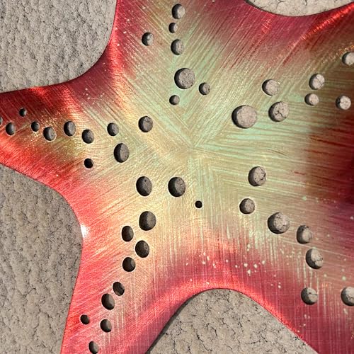LiveInUrban Coastal Wall Art Starfish Metal Wall Sculptures, Ocean Beach Themed Metal Hanging Home Decoration 3PCS 15.6"x12.7" - color: starfish