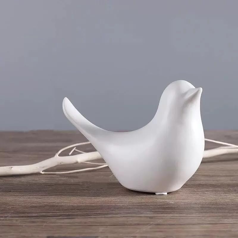 Small Animal Statues 2 Pack, Home Decor Modern Style, Decorative Ornaments for Living Room, Bedroom, Office Desktop, Cabinets, White - color: White