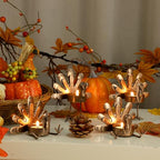 FORUP Metal Turkey Candle Holders, Set of 12 Thanksgiving Home Decor with Tea Light Candles