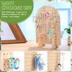 Colingmill 1 Set Keychain Display Stand Wooden Pegboard Display Stand with 25 Pcs Dowel Rods Oval Bracelet Organizer Holder for Jewelry, Craft Shows, Necklace, Selling, 15.75" x 11.81" (Wood) - color: Wood