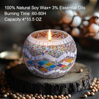 Rancco Handmade Mosaic Glass Tealight Candle Holder Set - 4 Pack with 10.5 oz Long-Lasting Soy Wax Scented Candles - Perfect Aromatherapy Gifts for Women, Moms, Birthdays, Spa Days, and Christmas - color: CC Multi-color