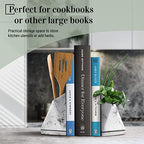 Marble Style Bookends - Decorative, Heavy Duty Book Holder for Shelves, Non Skid, Unique Design (White)
