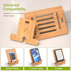 Pezin & Hulin Bamboo Tablet Stand Adjustable, Desktop Cell Phone Stand Holder Dock Compatible with Pad Air/Pro/Mini, E-Reader, Smartphone (Support to 4.7-13" Devices)-Bamboo - color: Large (Bamboo)