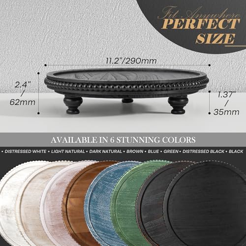EOSAHR Rustic Round Pine Wooden Display Riser - Farmhouse Wood Riser with Beaded Edge for Plant Stand - Best Boho Chic Decor for Coffee Table , Pedestal Stand Soap Dispenser & Room Decor(Black) - color: Black