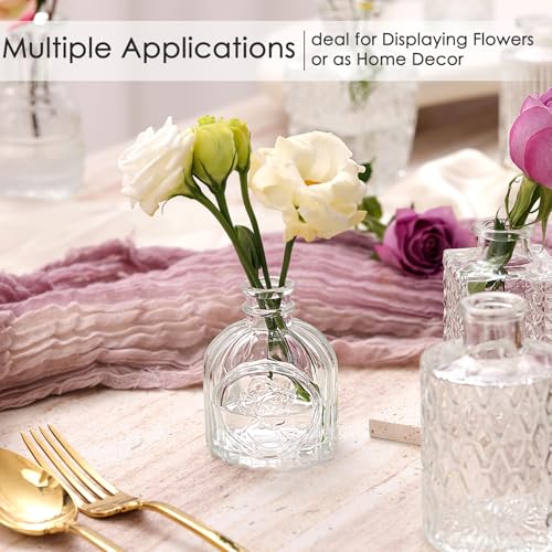 12 Pcs Glass Bud Vase Set, Small Glass Vases for Flowers, Mini Clear Bud Vases for Centerpieces, Wedding, Home, Office and Table Decoration, Clear - color: Clear, size: 12pcs