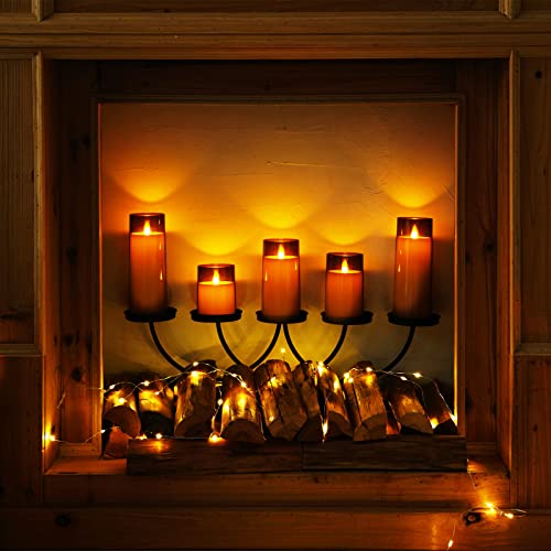 Homemory Gray Flickering Flameless Candles, Battery Operated Acrylic LED Pillar Candles with Remote Control and Timer, Halloween Decor, Set of 9 - color: Grey, 9Pack