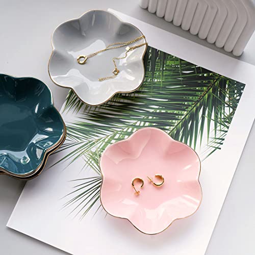 HANKOR 4.7 inch Small Ring Dish, Ceramic Jewelry Holder Tray, Gray Catch All Trinket Bowl for Keys Rings Earrings - color: Gray