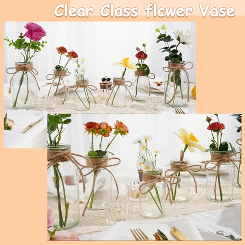 Vintage Glass Vases for Flowers, Set of 3 Clear Vases for Farmhouse Wedding Centerpiece Cylinder Bottle for Reception Table Decor Housewarming Birthday Floral Arrangements (S+M+L) - color: Clear, size: Large+Medium+Small-3Pcs