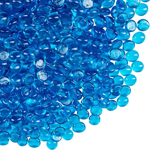 Galashield Flat Glass Marbles for Vases Blue Glass Gems Beads Pebbles Vase Filler (5 LBS, Approx. 540 PCS) - color: Blue, size: 5 LBS
