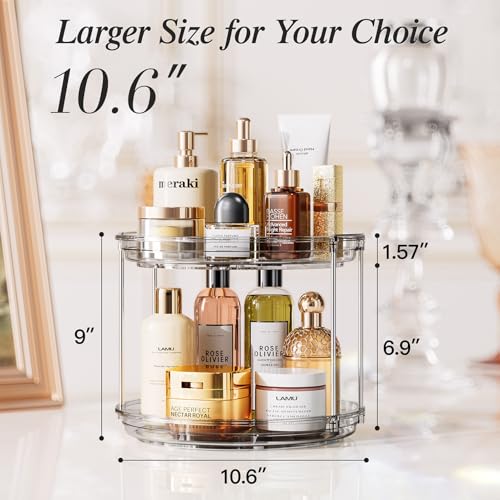 LAMU 2 Tier Lazy Susan Turntable Organizer 10.6'' Rotating Spice Rack Organization for Cabinet, Kitchen, Pantry, Countertop, Bathroom, Vanity, Medicine Cabinet Organizer, Grey - color: Gray, size: 10.6in 1 Pack