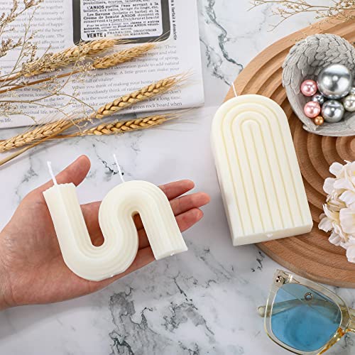 Roowest 2 Pieces Aesthetic Candles Twist Shaped Candle Trendy Taper Candles Minimalist Geometric Soy Wax Scented Art Decoration for Birthday Wedding Decor