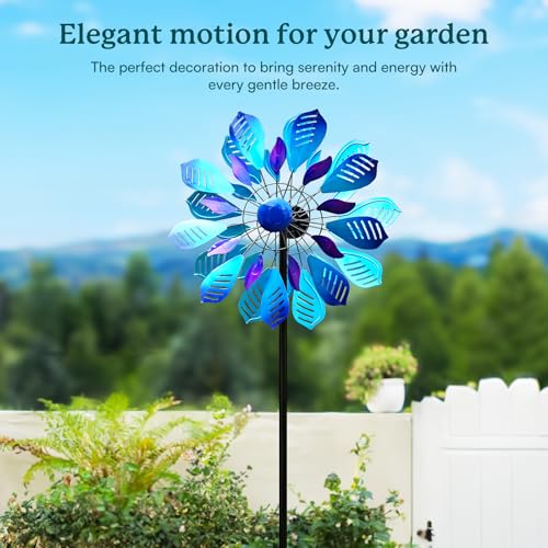 Wind Spinners Outdoor for Yard and Garden, Metal Large Wind Spinner with Stake, Windmill for Yard, Gift for Family Friends(84'' H x 24'' W) - size: 84''H x 24'' W