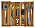 EcoFives Luxury Acacia Silverware Organizer -Kitchen Drawer Organizer - Utensil Holder and Cutlery Organizer with Grooved Drawer Dividers for Flatware and Kitchen Utensils (5 Slot) - size: 5 Compartments