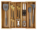 EcoFives Luxury Acacia Silverware Organizer -Kitchen Drawer Organizer - Utensil Holder and Cutlery Organizer with Grooved Drawer Dividers for Flatware and Kitchen Utensils (5 Slot) - size: 5 Compartments