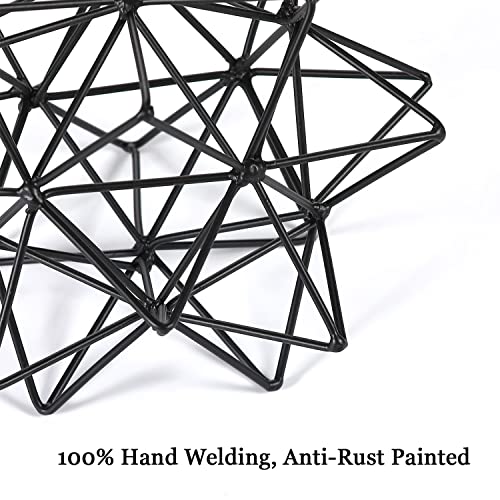Metal Table Top Decor, 3D Metal Geometric Sculpture, Abstract Sculpture for Home Decor, Table Decorations for Home, Decorative Sphere Art Decor for Living Room, Office, Bedroom - color: Black