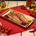 304 Stainless Steel Food Serving Tray, 12.6 Inch Rectangular Serving Tray Platters with Brushed Finish, Ideal for Kitchen Party Organizer Dining Buffet and Outdoor Events (Gold) - color: Gold 1 Pack