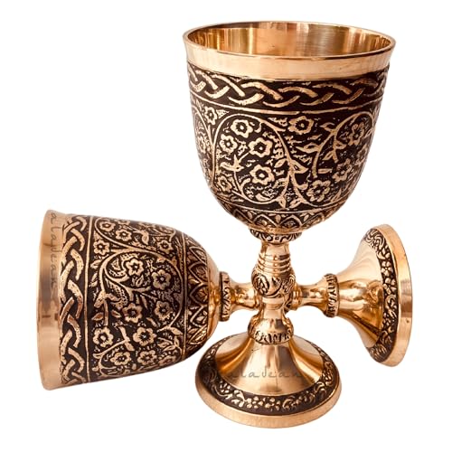 Vintage Chalice Medieval Goblet | 1x Solid Brass Red Wine Glass Cups of Royal King Arthur - Renaissance, Birthday Gifts Christmas Wedding Anniversary Novelty Ceremonial Drinkware (Czar Goblet) - style: Czar Goblet
