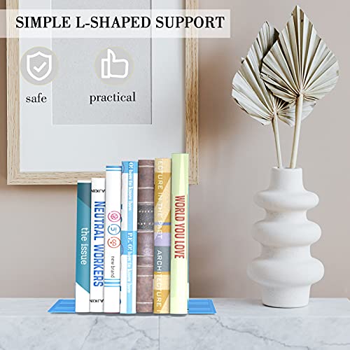 Optomni Bookends, Book End Supports Heavy Duty Metal Bookend Support, Book Ends Supports for Shelves Decor Home Office School (2 Pairs/4 Pieces, Blue) - color: Blue, size: 2 Pairs/4 Pieces