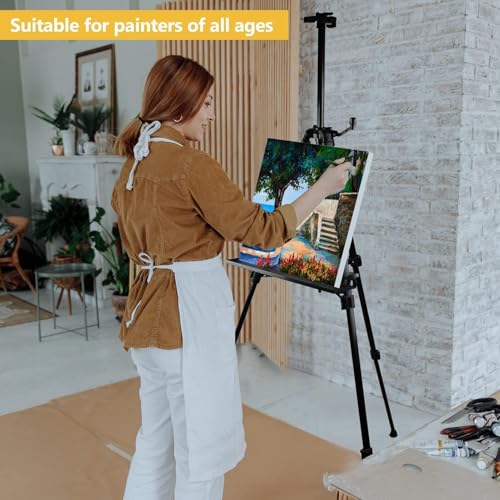 RRFTOK Art Easel Stand for Painting and Sign - Aluminum Metal Artist Tripod Adjustable Easels for Display Height from 21 to 61Inches - Canvas Stand with Paintbrush Tray for Artists Adult Holder - style: 61B 1-Pack