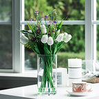 Enova Floral Clear Glass Cylinder Vase 4 x 8 Inches, Clear Flower Vases, Pillar Candle Hurricane Floating Candle Holder Vase, Glass Flower Vase for Wedding Centerpieces, Home Office décor (1 Piece) - size: 4W x 8H