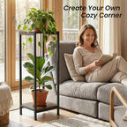 TOSKING 30" Tall Plant Stand, 2-Tier Metal & Wood Plant Shelf, Heavy Duty Flower Pot Holder (Holds 160 lbs) for Living Room, Corner, Balcony and Garden - size: 2-tier 30'' Wood