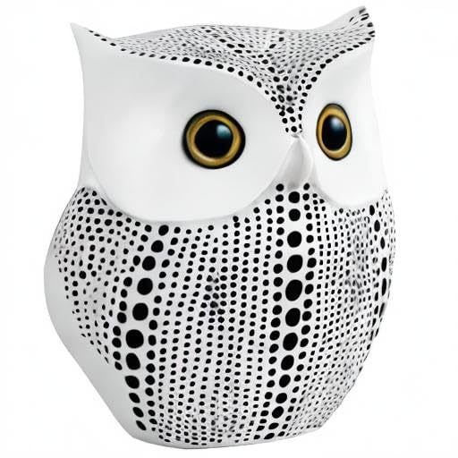APPS2Car Owl Statue for Home Decor Accents Office Decoration, Handmade Polka Dots Buhos Modern Bird Figurine for Indoor Book Shelf Desktop Cabinet Fireplace Mantel Living Room Bedroom Ornament (White)