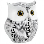 APPS2Car Owl Statue for Home Decor Accents Office Decoration, Handmade Polka Dots Buhos Modern Bird Figurine for Indoor Book Shelf Desktop Cabinet Fireplace Mantel Living Room Bedroom Ornament (White)