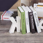Creative Home Natural Marble Stone Letter K Bookends Paper Weight Office Shelf Organizer Table Top Decorative Piece, 4" W x 5.9" H, 1.5" D, Off-White