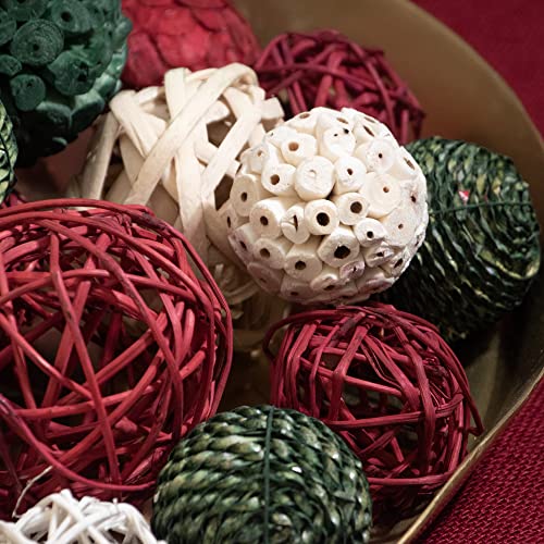 ANDALUCA Holiday Red, White & Green Decorative Vase & Bowl Filler Bag with Orbs, Balls (Green) - color: Green