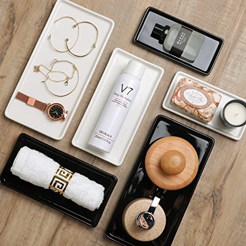 Gurygo 2 Pack 8" Ceramic Rectangular Vanity Trays, White, Set of 2 - color: White Set/2, size: 8.1"x4.2"x0.7",set/2