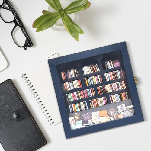 Anxiety Bookshelf – Mini Books Display for Stress Relief and Fun Decor, Perfect Decorative Miniature Library for Book Lovers, Ideal for Home Decor, Office Décor, and Thoughtful Gift Giving - Blue - color: Blue