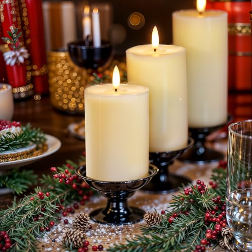 Homemory White 3x6 Inch Flameless Candles Battery Operated with Remote Timer, Real Wax LED Pillar Candle for Home Fireplace Bedroom Living Room Party, Set of 2 - color: D3"xH6"6"-White