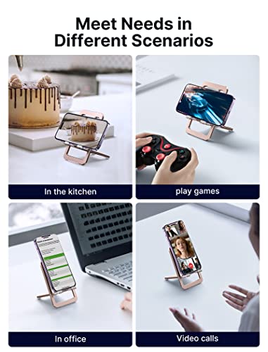 JSAUX Cell Phone Stand, Foldable Aluminum Adjustable Phone Holder for Desk Portable Travel Essentials Office Accessories for iPhone 17 16 15 14 13 Pro Max Samsung S25 S24 S23 Ultra Kindle-Pink - color: Pink, size: 1-PACK