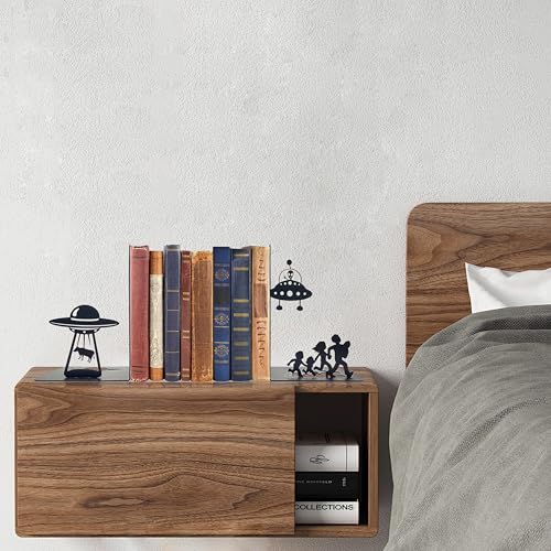 Alien Decor UFO Decor - Unique Bookends for Kids and Adults - Decorative Bookends for Shelves - Black Modern Bookends for Avid Readers - Fun Stylish Alien Gifts