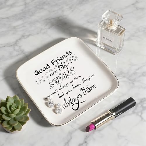 Friend Gifts for Women Trinket Dish Jewelry Tray - Good Friends are Like Stars - Unique Friendship Gifts Friendship Gift Ring Dish for Birthday, Christmas, Galentine's Day - style: Good Friends are Like Stars