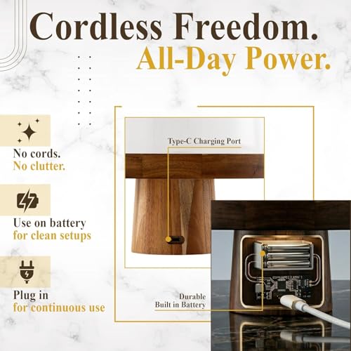 Velvera Heated Cake Stand with Dome, Cordless Food Warmer, Adjustable Temperature up to 180°F, Wooden Cake Display Stand for Cakes, Brownies, Pastries, Muffins & Cookies