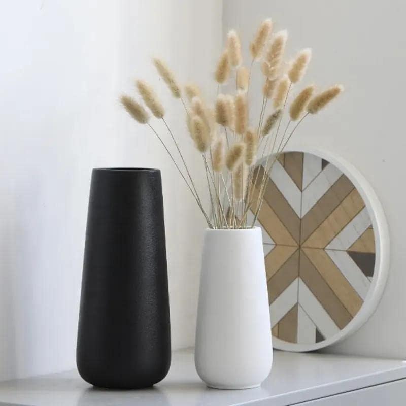 12 Inch Tall Premium Quality Ceramic Vase | Flower Vase for Home Decor | Farmhouse Decor, Desk Decor, Modern Decor, Aesthetic Room Decor, White Vase for Bohemian Decor, Pampas Vase, Black - color: Black, size: Extra Large (12 inches)