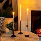 Homemory 11 inches Waxy Battery Operated Taper Candles with Remote Timer Dimmer, 6 Pcs Flameless Taper Candles with Flickering Flame, White Candlesticks Battery Powered for Ceremony Memorial Decor - style: Traditional - White 11"