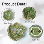Jewelry Tray, Ceramic Leaves Jewelry Dish, Ring Holder Dish, Small Trinket Tray, Washable Key Bowl(Green) - color: Green