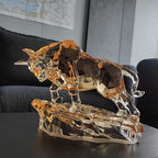 Acrylic Bull Statue - Wall Street Bull Sculpture for Home or Office Decor - 8.5'' Long