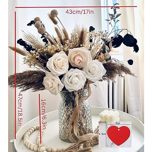 100pcs Artificial Flowers Arrangement With Vase Included, Dining Table Centerpiece Decorations, Fake Flowers in Vase, Dried Pampas Grass Floral Centerpieces, Coffee Table Decor, Centro de Mesa - size: pampas bouquet in vase