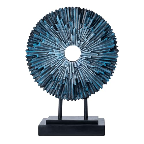 EZ4ENCE Round Statue HomeDecor Kitchen, Modern Decorative Sculpture Decorations for Living Room Coffee Table, Office Decor Shelf, Center Tabletop Decoration (Blue) - color: Silver&blue