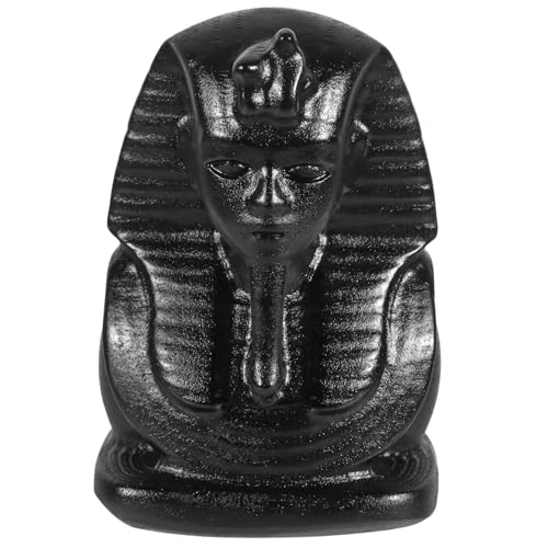 Nupuyai Hand Carved Egyptian Statue for Home Decor, Natural Black Obsidian Crystal Figurine Stone Sculpture Decoration for Fengshui - style: Egyptian