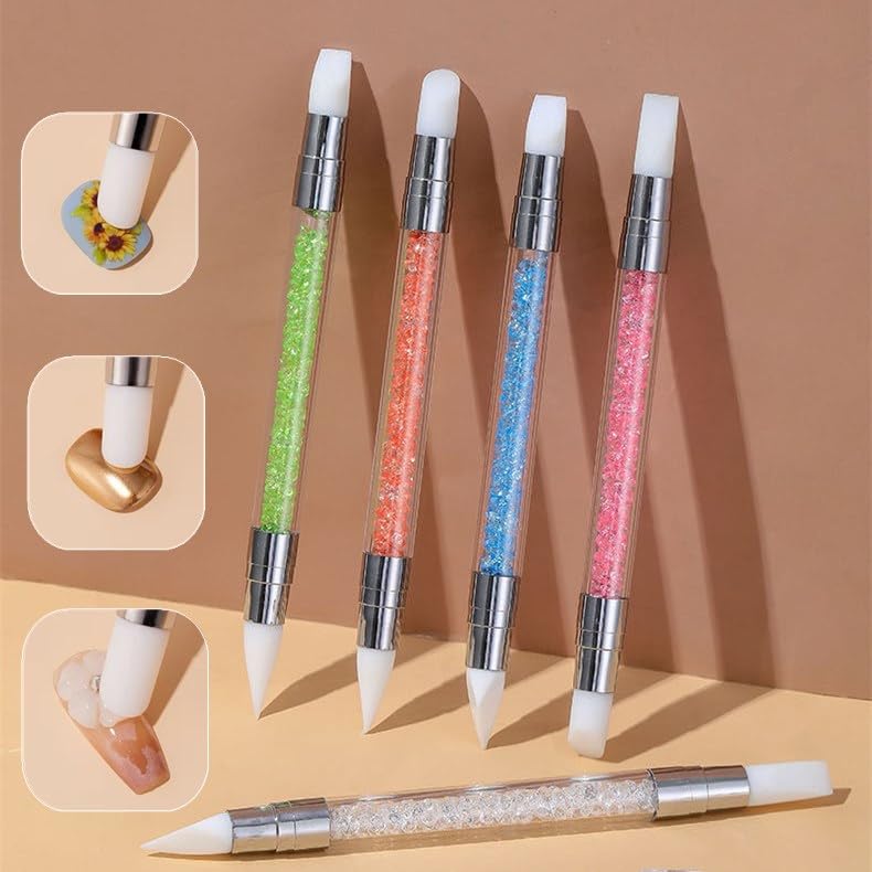 FULINJOY 5PCS Dual Tipped Nail Art Sculpture Pen & 5PCS Nail Dotting Pens with Liner Brushes - size: 5 Sculpture Pens + 5 Dotting/Liner Pens