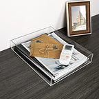 BTSKY 1 Pack Multipurpose A4 File Tray Clear Acrylic Desk Tray Organizer Elegant Letter Size Desk Documents Trays Magazine Files Storage Basket Organizer Bin for Office Cosmetics Bathroom