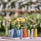 Chive - Pooley 2, Ceramic Flower Vase, 8-Tube Shape (Green) - color: Green