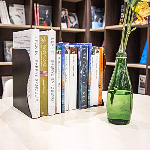 Aobopar Adjustable Book Ends, Metal Bookends for Heavy Books, Desk Book Holder for Shelves, Book Organizer for Desk, Suitable for Office, Home and School Use (Black) - color: Black