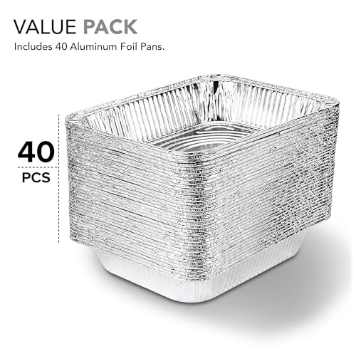 9x13 Aluminum Pans (40 Pack) - Disposable and Recyclable Foil Trays - Half Size Steam Table Deep Pans - Tin Foils for Cooking, Heating, Storing, Prepping Food, Stock Your Home - size: 40 Pack
